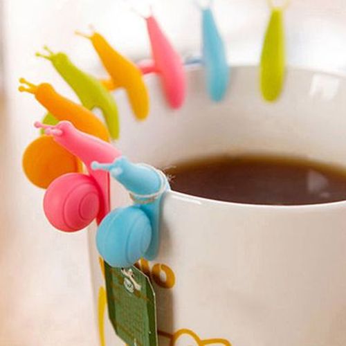 Clips De Sac À Thé En Silicone En Forme D'escargot, 5 Pièces, Support De Table, Théière Décoration, Verres Couleur Aléatoire