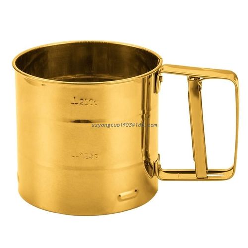 Tamis En Acier Inoxydable Tasse De Farine De Poudre De Cuisson Outil Glaçage Sucre Maille Tamis Passoire Manivelle Tamis Avec Échelle De Mesure