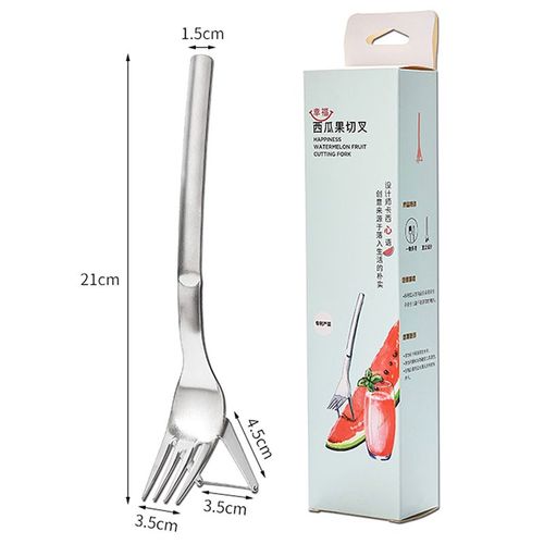 Coupe-Pastèque 2 En 1 En Acier Inoxydable, Couteau À Trancher Les Fruits, Pince À Eau Avec Fourchette