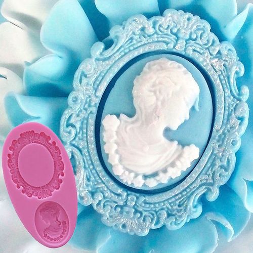 Moule À Fondant Cameo Ovale Et Cadre Ovale, Cadre Miniature En Silicone, Miroir Sucre Fondant Gâteau Décoration Outils De Cuisson En Silicone