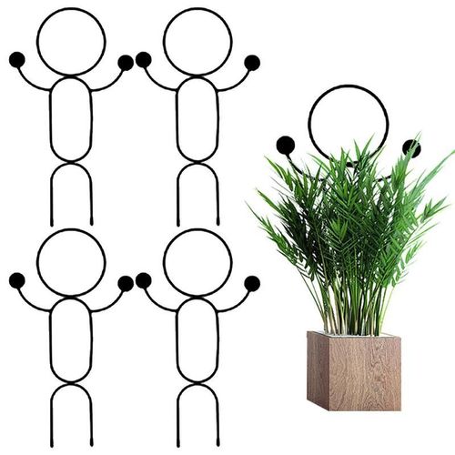 Mini Treillis Métallique En Forme De Petite Personne, 4 Pièces, Pour Plantes En Pot, Support, Pieu, Maison, Jardin