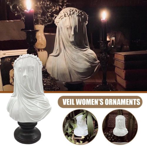Sculpture gothique de la dame à voile, buste cape, Statue de femme, Macabre, Art bizarre, décoration de la maison, bibliothèque, décoration nordique