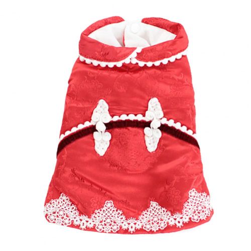 Robe Épaisse À Manches Courtes Pour Chien, Broderie De Style Chinois, Dragon, Vêtements Tang, Fournitures D'hiver, Nouvel An