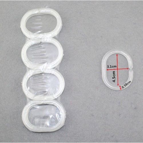 Lot De 12 Crochets Pour Rideaux De Salle De Bain, En Plastique Blanc Transparent En Forme De C, Boucle D'anneau De Douche, Pliables
