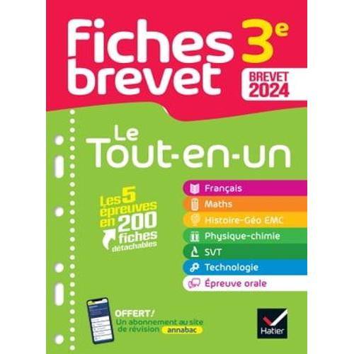 Fiches Brevet Le Tout-En-Un Du Brevet 2024 - 3e (Toutes Les Matières)