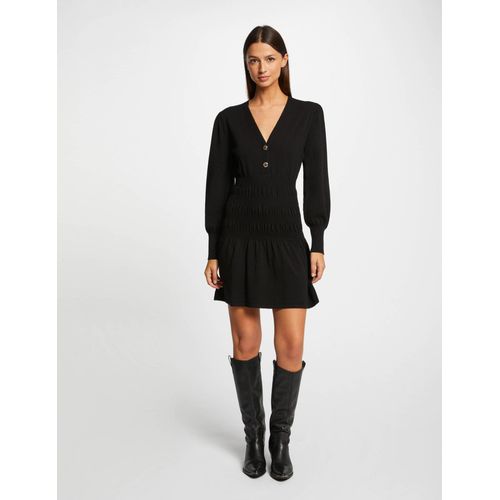 Robe Pull Patineuse Col En V Noir Femme