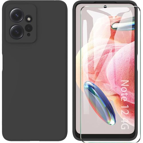 Coque Silicone Noir + Vitre Protection Ecran Pour Xiaomi Redmi Note 12 4g Little Boutik®