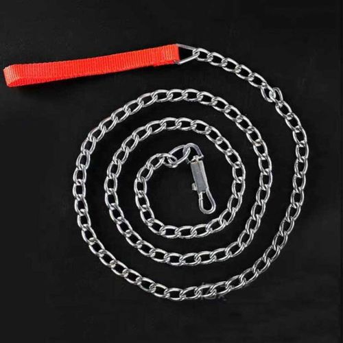 Chaîne En Métal En Acier Inoxydable, 110cm, Clip De Laisse En Plomb Pour Chien, Chiot, Marche, Poignée Rouge, Laisse Fraîche Pour Chiens