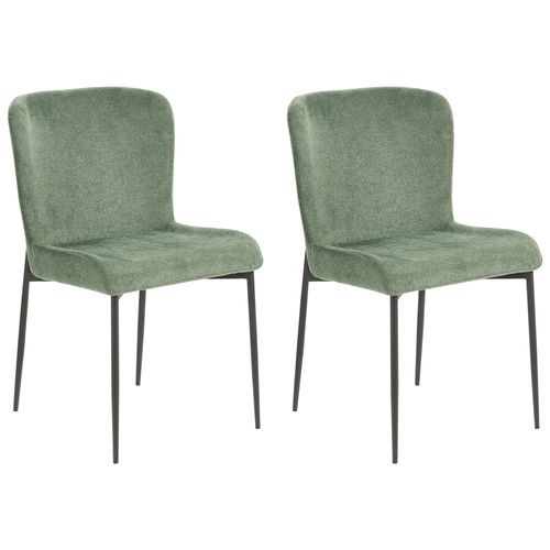 Chaise De Salle À Manger Set De 2 Tissu Vert Foncé Ada