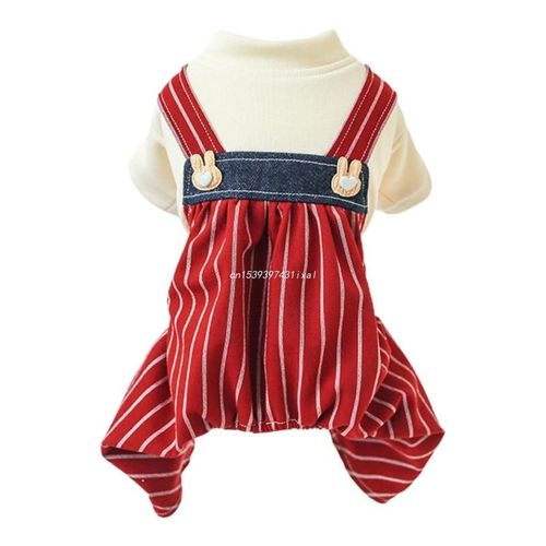 Tenue À La Mode Pour Chiens, Pantalon À Bretelles, Chiot, Barboteuse, Combinaisons Rouges, Livraison Directe