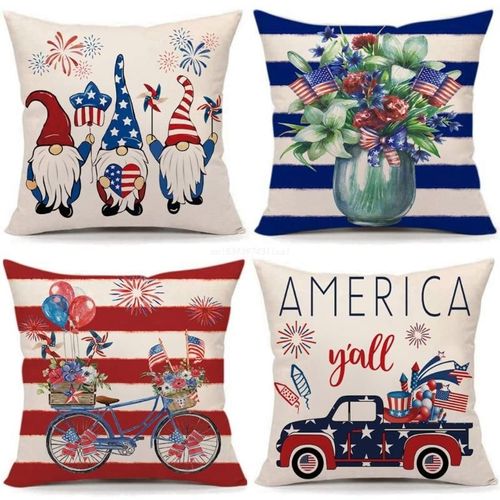 Juste De Coussin De La Fête De L'indépendance Du 4 Juillet, Ensemble De Taies D'oreiller, Drapeaux Jeunesse, Livraison Directe, 4 Pièces