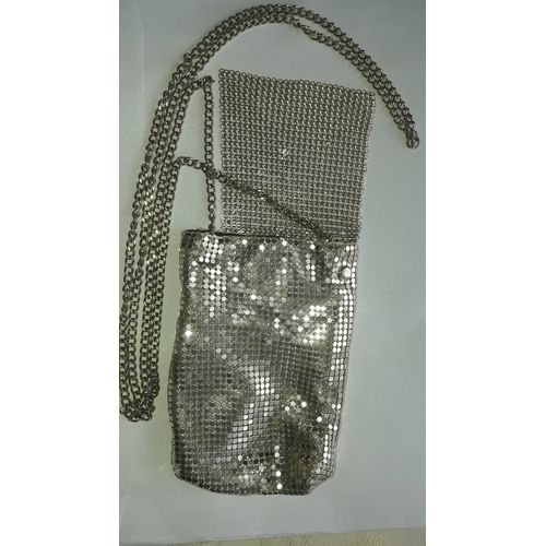 Pochette SEPHORA côte de maille dorée metallique porte monnaie etui de sac a main bandoulière chaîne Glamour