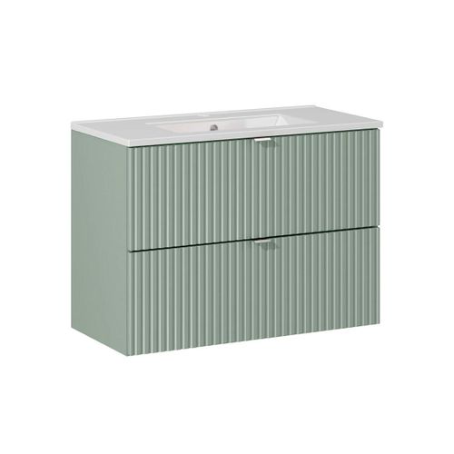 Meuble Vasque Encastrée 2 Tiroirs Stratifiés Vert