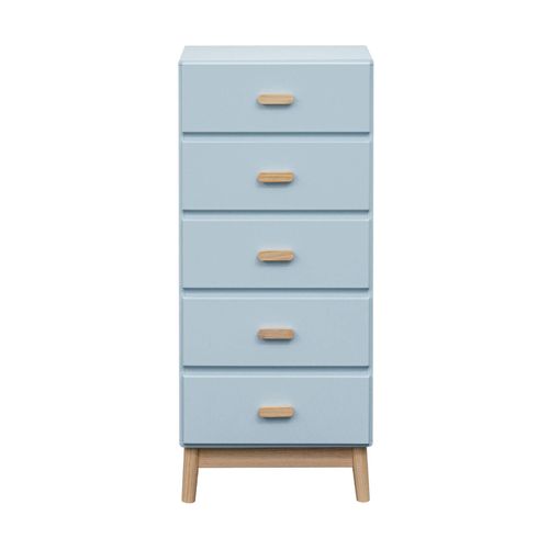 Commode Pour Enfants Avec 5 Tiroirs Bleu Ciel Et Marron