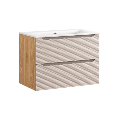 Meuble Vasque Encastrée Stratifiés Beige Et Beige