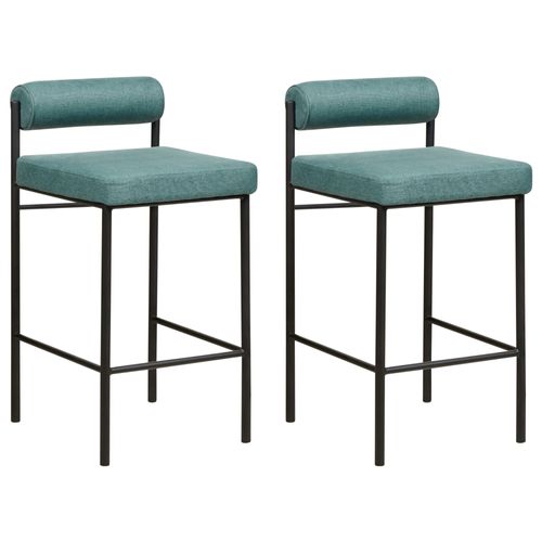 Tabouret De Bar Set De 2 Tissu Bleu Paon Amaya