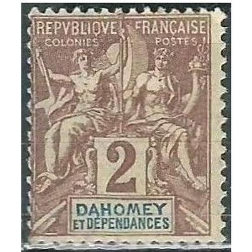 Dahomey (Actuel Bénin), Colonie Française 1901, Beau Timbre Neuf* Yvert 7, Type Sage "Colonies" 2c. Lilas Brun Sur Paille.