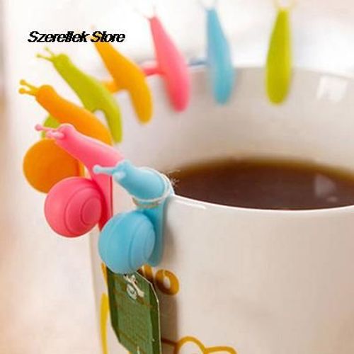 Clips De Sac À Thé En Silicone En Forme D'escargot, 5 Pièces, Support De Table, Théière Décoration, Verres Couleur Aléatoire