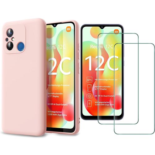 Coque Silicone Rose + 2 Vitres Protection Ecran Pour Xiaomi Redmi 12c / 11a Little Boutik®