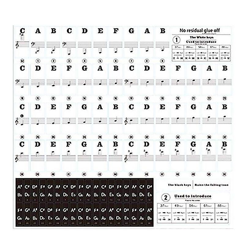 AUTOCOLLANT NOTES DE Piano 88 Touches Taille Réutilisable Grandes Lettres  EUR 8,74 - PicClick FR