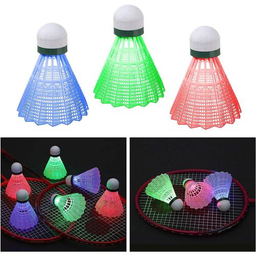 Balle De Badminton, 4 Led Volant De Badminton, Volants En Nylon Plume, Multicolore À Grande Vitesse Avec Stabilité Et Durabilité Pour Sportives Intérieur Et Extérieur, Formation, Divertissement