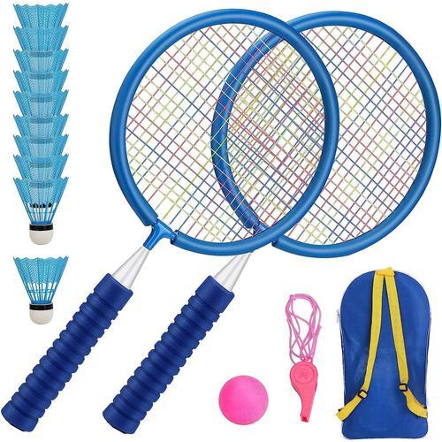 Raquettes De Tennis Badminton ( Bleu)Set Tennis Jeux Exterieur Ball Jouet De Plage En Plein Air Pour Enfant 3 4 5 Ans