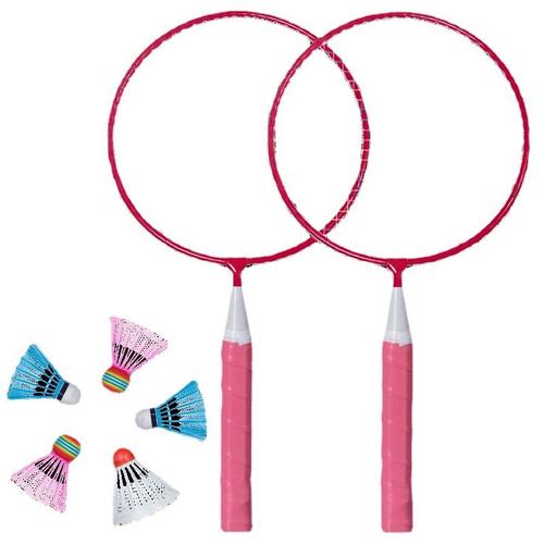 Set De Badminton Junior, Pour Enfants, 2 Raquettes Raccourcies 44 Cm, 2 Volants, Housse