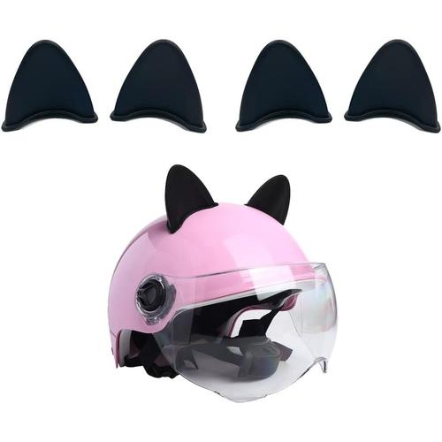 4pcs Casque De Moto Décoratif, De Ornement De Casque D'oreilles De Chat, Casque De Moto Oreilles De Chat Autocollant, Accessoires De Moto Personnalisés Auto-Adhésifs Mignons, Oreilles De Chat En Caout