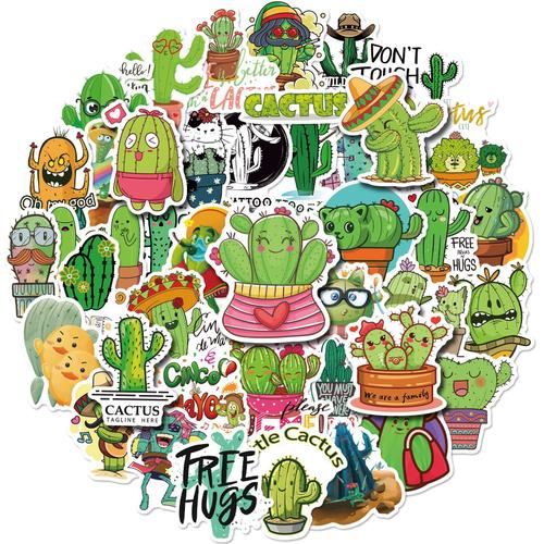 Set D'autocollants/Stickers De Cactus/Plantes (50 Pièces), Autocollants En Vinyle Imperméable Pour Bouteilles D'eau Ordinateurs Portables, Bicolage, Scrapbooking, Cadeaux, Bagage