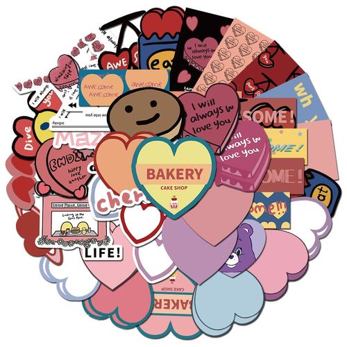 Autocollant 44 pièces, gommettes, stickers, autocollants, autocollant esthétique, autocollant skateboard, autocollant girly, autocollant organisateur portable