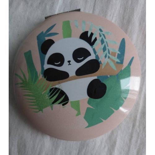 Miroir De Sac, Poche, Voyage. Deux Face Double Grossissant. Motif Petit Panda Mignon Kawaii Cute Manga Japon