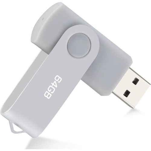 CLé USB 64Go, Cle USB 64Go Pen Drive USB 2.0 Mémoire Stick 64Go Thumb Drive pour PC, TV, Voiture, Ordinateur Portable etc (Argent)