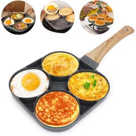 Poêle à omelette antiarina à 4 trous, marmite épaissie, poêle de cuisson  pour crêpes aux œufs
