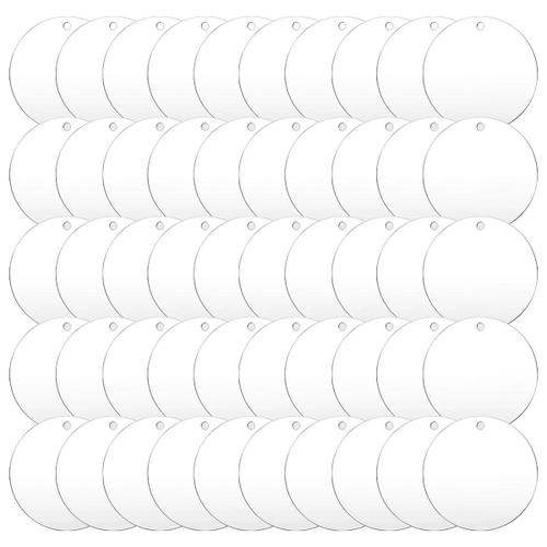 50 pcs 3 pouces Acrylique Blanks avec trou Cercle transparent Ornement Clair  rond Acrylique Noël ou