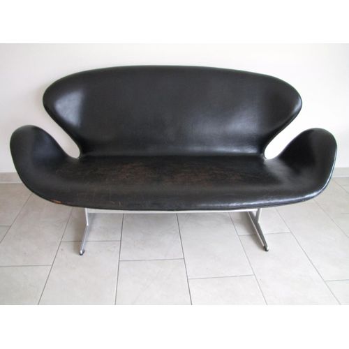 Canap Modle 3321 Swan Vintage Par Arne Jacobsen Pour Fritz Hansen 1960s Noir