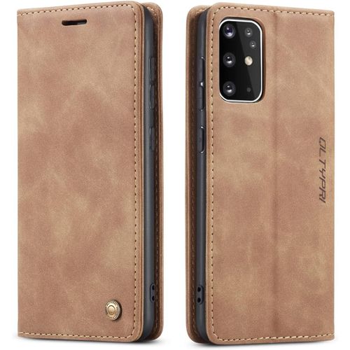 Etui Coque Pour Samsung Galaxy S20 Plus, Portefeuille Fentes Cartes Housse Antichoc Cuir Pu Vintage Portefeuille Etui Compatible Avec Samsung Galaxy S20 Plus - Marron