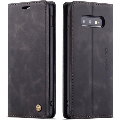 Etui Coque Pour Samsung Galaxy S10e, Portefeuille Fentes Cartes Housse Antichoc Cuir Pu Vintage Portefeuille Etui Compatible Avec Samsung Galaxy S10e - Noir