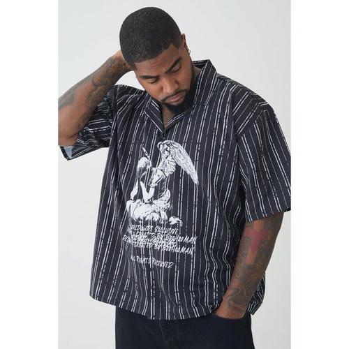 Grande Taille - Chemise Oversize À Imprimé Chérubin Homme - Noir - Xxxxxl, Noir