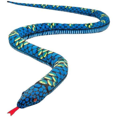 Peluche Serpent Géant Réaliste Animal Yeux Rouges Jouet Cadeaux Pour Et Filles 110 Pouces Bleu