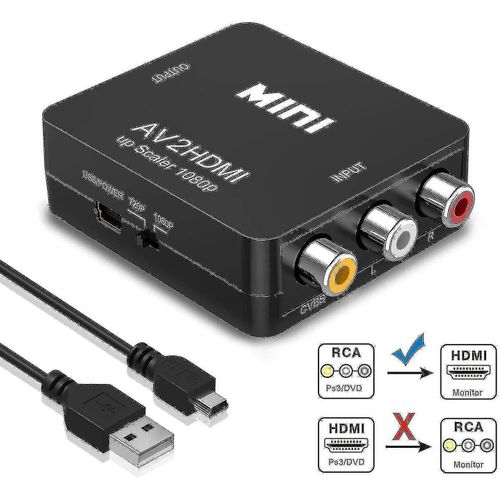 Vers Convertisseur Hdmi, 1080p Pour Ps2 Wii Snes N64 Vhs Vcr Caméra Dvd, Prise En Charge Pal/Ntsc Avec Câble Usb