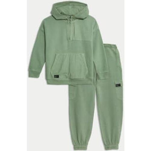 Ensemble 2 Pièces En 100 % Coton Avec Pantalon De Jogging Et Sweat À Capuche (Du 6 Au 16 Ans) - Vert