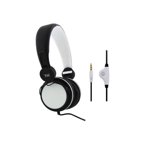 T'nB BE COLOR - Micro-casque - circum-aural - filaire - noir, blanc