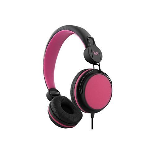 T'nB BE COLOR - Micro-casque - circum-aural - filaire - noir, rose