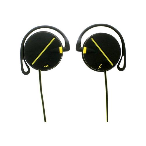 T'nB Clip Sport - Écouteurs - sur-oreille - montage sur l'oreille - filaire - jack 3,5mm - noir, jaune