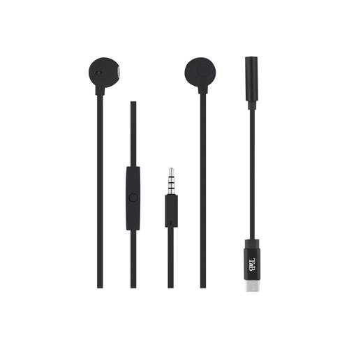 T'nB SWEET - Écouteurs avec micro - embout auriculaire - filaire - jack 3,5mm, USB-C - noir