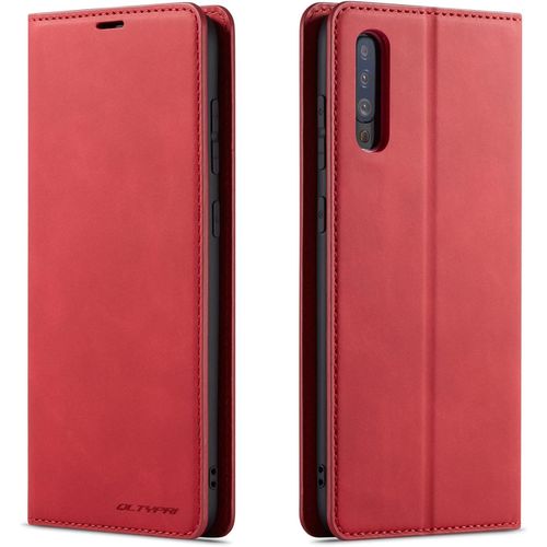 Etui Pour Samsung Galaxy A70, Housse En Cuir Premium Pu Portefeuille Conque, [Fentes Pour Cartes] [Fermoir Magnetique] [Stand Fonction] Flip Coque Pour Samsung Galaxy A70 - Rouge