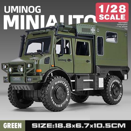 Métal Moulé Sous Pression Alliage Voitures Modèle Jouet Voiture Pour Garçons Enfant Enfants Cadeau Jouets Rv Véhicule Tout-Terrain Loisirs 1:28 Mercedes Benz Unimog Sans Boîte D?Origine