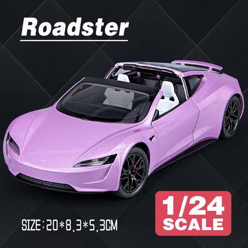 Échelle 1/24 Tesla Roadster New Energy Toy Vehicles Alloy Diecast Model Car Toys Gift For Boys Kids Collection Son Et Lumière Sans Boîte D?Origine