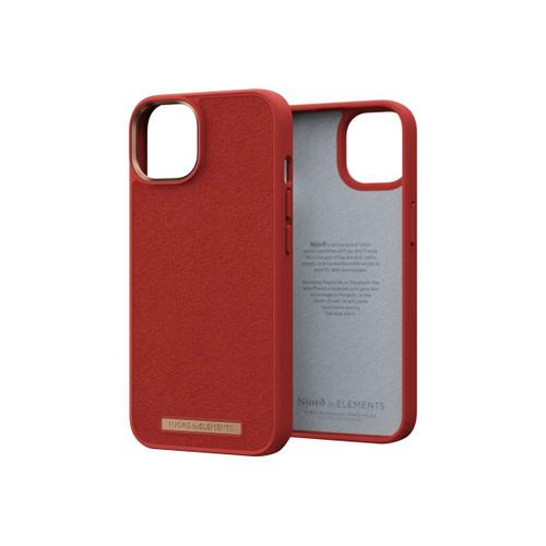 Njorð Byelements Suede Comfort+ - Coque De Protection Pour Téléphone Portable - Compatibilité Avec Magsafe - Plastique Recyclé - Orange Cramoisi - Pour Apple Iphone 14