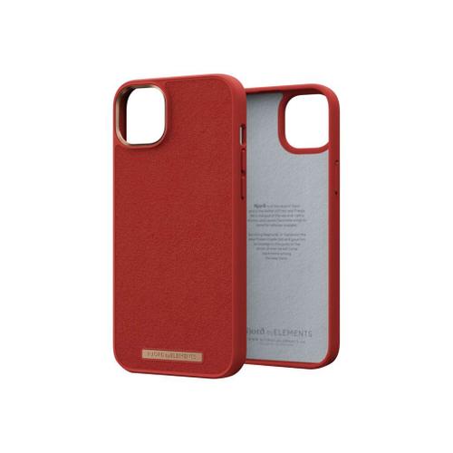 Njorð Byelements Suede Comfort+ - Coque De Protection Pour Téléphone Portable - Compatibilité Avec Magsafe - Plastique Recyclé - Orange Cramoisi - Pour Apple Iphone 14 Plus